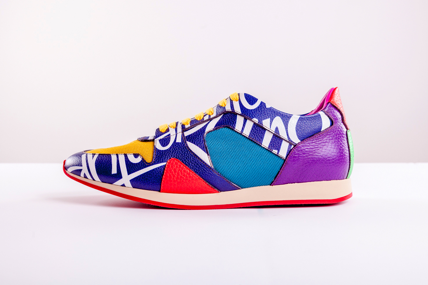 Colorful sneaker sole product photography